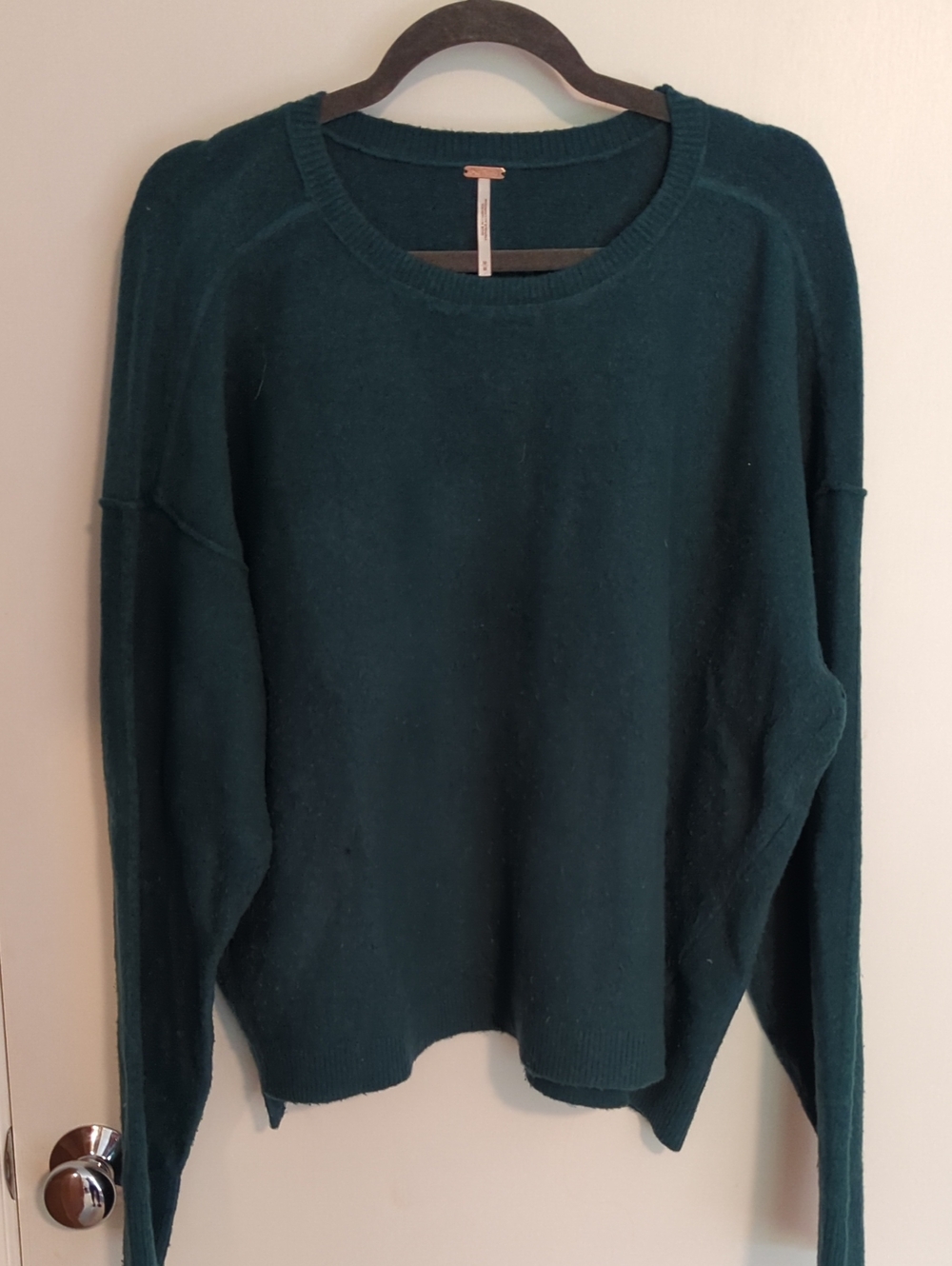 Free People Crewneck Oversized Sweater in Deep Teal